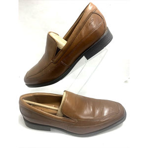Clarks mens slip on brown leather loafer shoe 261300988 dress casual sz 10.5